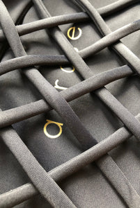 Close-up of black recycled fabric 