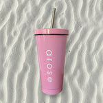 Load image into Gallery viewer, Pink tumbler, stainless steel straw, beach water bottle, eco friendly
